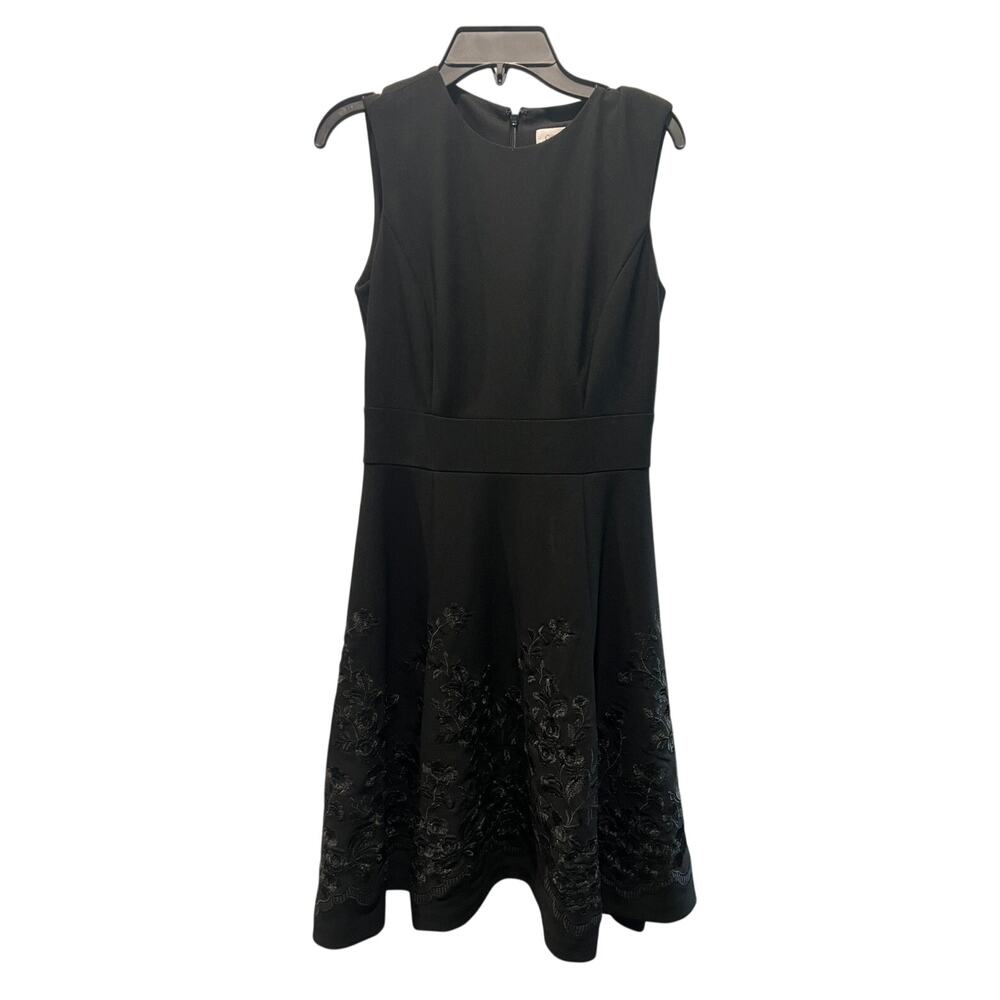 Calvin Klein Fit and flared Black embroidered dress Size 2P